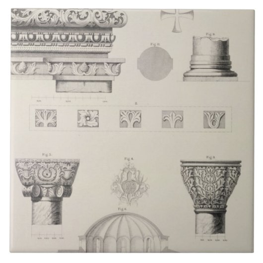 Kruissectie en architectonische details van Kutciu Tegeltje (Voorkant)