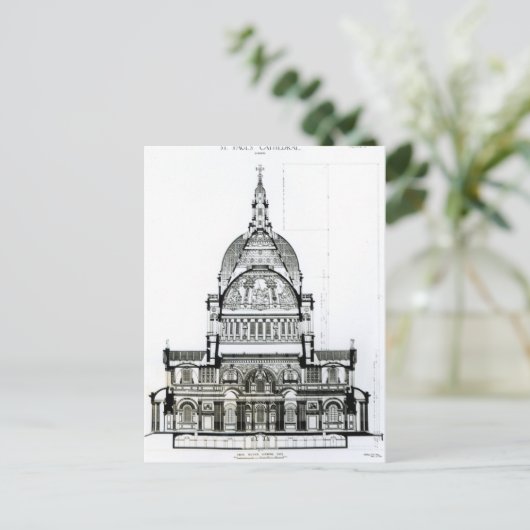 Kruissectie van de kathedraal van St. Paul Briefkaart (Staand voorkant)