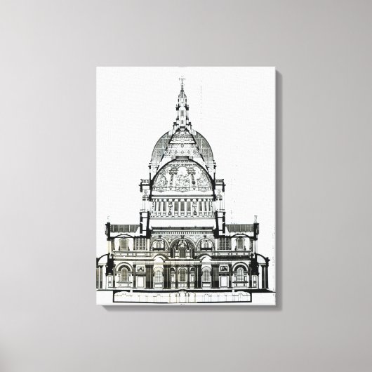 Kruissectie van de kathedraal van St. Paul Canvas Afdruk (Voorkant)