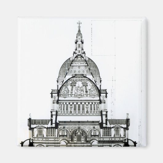 Kruissectie van de kathedraal van St. Paul Magneet (Voorkant)