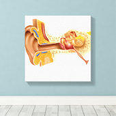 Kruissectie van de menselijke oor canvas afdruk (Insitu (Houten vloer))