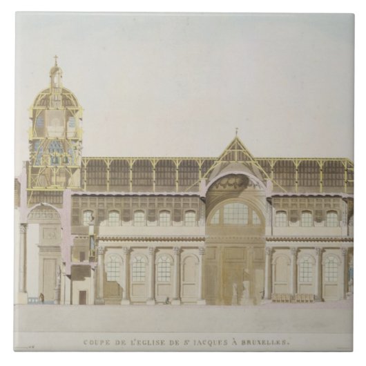 Kruissectie van de St. Jacques-kerk in Brussel Tegeltje (Voorkant)