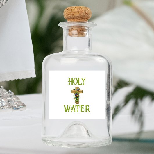  kruisspringbloemen Heilig water Likeurfles Etiket