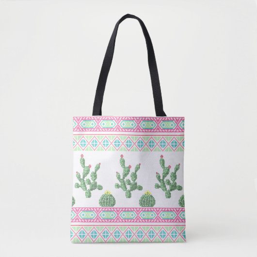 Kruissteek bloemen borduurderig kruislingkruis tote bag (Voorkant)