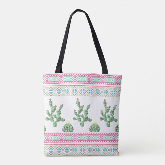 Kruissteek bloemen borduurderig kruislingkruis tote bag (Achterkant)