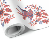 Kruissteek Charm vogel op takje bloesem Cadeaupapier (Rol Hoek)