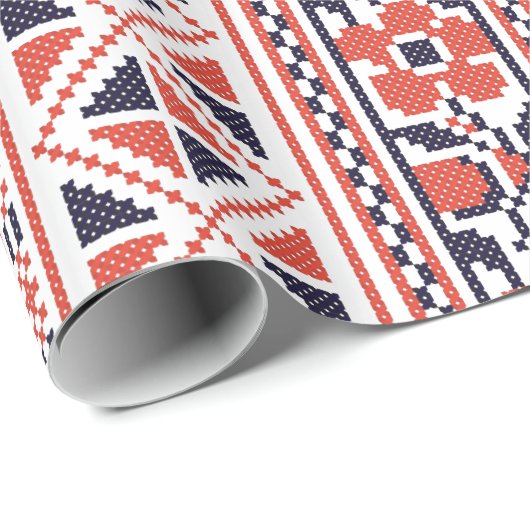 Kruissteek design patronen cadeaupapier (Rol Hoek)