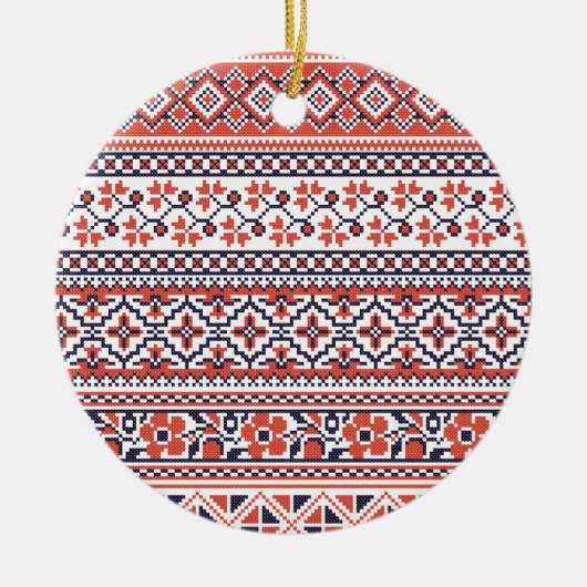 Kruissteek design patronen keramisch ornament (Voorkant)