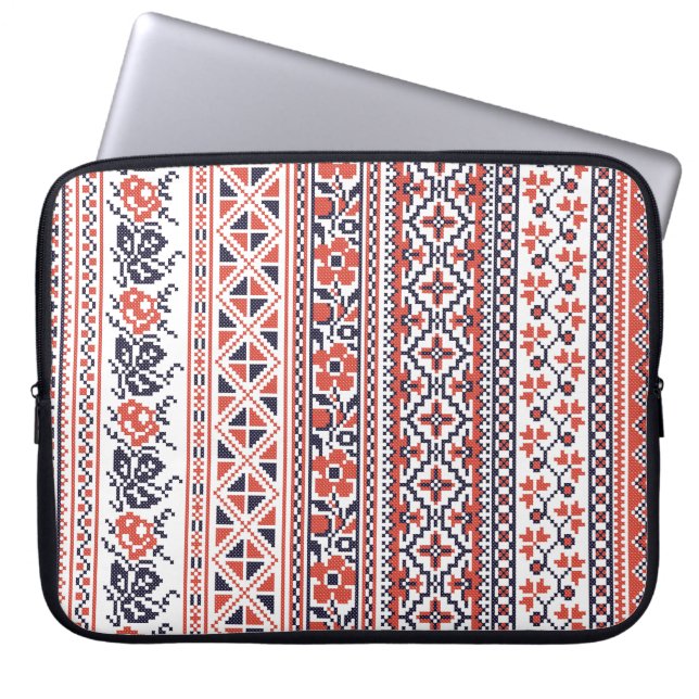 Kruissteek design patronen laptop sleeve (Voorkant)