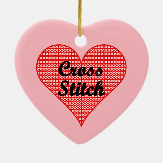 Kruissteek hart keramisch ornament (Achterkant)