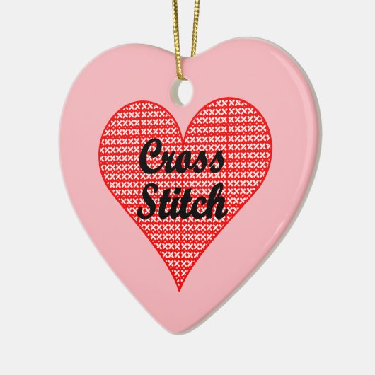 Kruissteek hart keramisch ornament (Links)