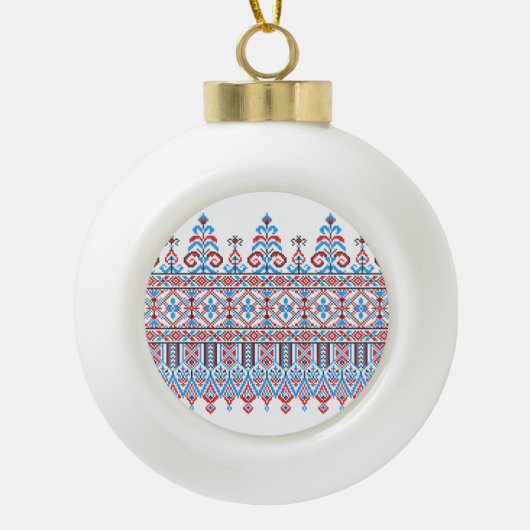 Kruissteek Keramische Bal Ornament (Voorkant)