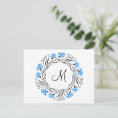 Kruissteek Kornflower Circle Monogram Initiaal Briefkaart (Staand voorkant)