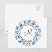 Kruissteek Kornflower Circle Monogram Initiaal Briefkaart (Voorkant / Achterkant)