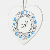 Kruissteek Kornflower Circle Monogram Initiaal Keramisch Ornament (Links)