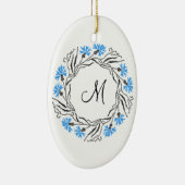 Kruissteek Kornflower Circle Monogram Initiaal Keramisch Ornament (Rechts)