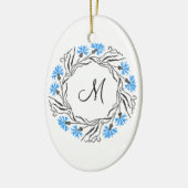 Kruissteek Kornflower Circle Monogram Initiaal Keramisch Ornament (Links)