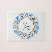 Kruissteek Kornflower Circle Monogram Initiaal Legpuzzel (Horizontaal)