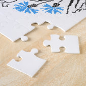 Kruissteek Kornflower Circle Monogram Initiaal Legpuzzel (Zijkant)