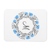 Kruissteek Kornflower Circle Monogram Initiaal Magneet (Horizontaal)