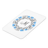 Kruissteek Kornflower Circle Monogram Initiaal Magneet (Linkerzijde)