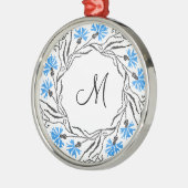 Kruissteek Kornflower Circle Monogram Initiaal Metalen Ornament (Links)