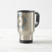 Kruissteek Kornflower Circle Monogram Initiaal Reisbeker (Voorkant rechts)