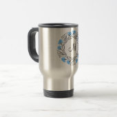 Kruissteek Kornflower Circle Monogram Initiaal Reisbeker (Voorkant links)