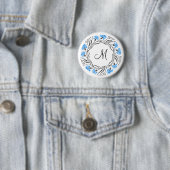 Kruissteek Kornflower Circle Monogram Initiaal Ronde Button 5,7 Cm (In situ)