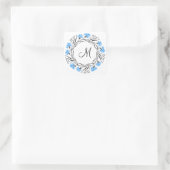 Kruissteek Kornflower Circle Monogram Initiaal Vierkante Sticker (Tas)