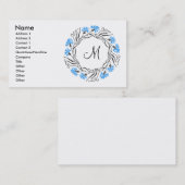 Kruissteek Kornflower Circle Monogram Initiaal Visitekaartje (Voorkant / Achterkant)