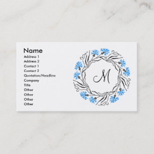 Kruissteek Kornflower Circle Monogram Initiaal Visitekaartje