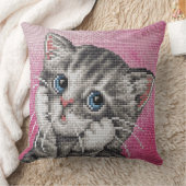 Kruissteek Kussen met Schattig Kittensjabloon (Deken)
