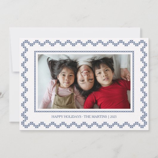 Kruissteek lijst prettige feestdagen Kaart (Voorkant)