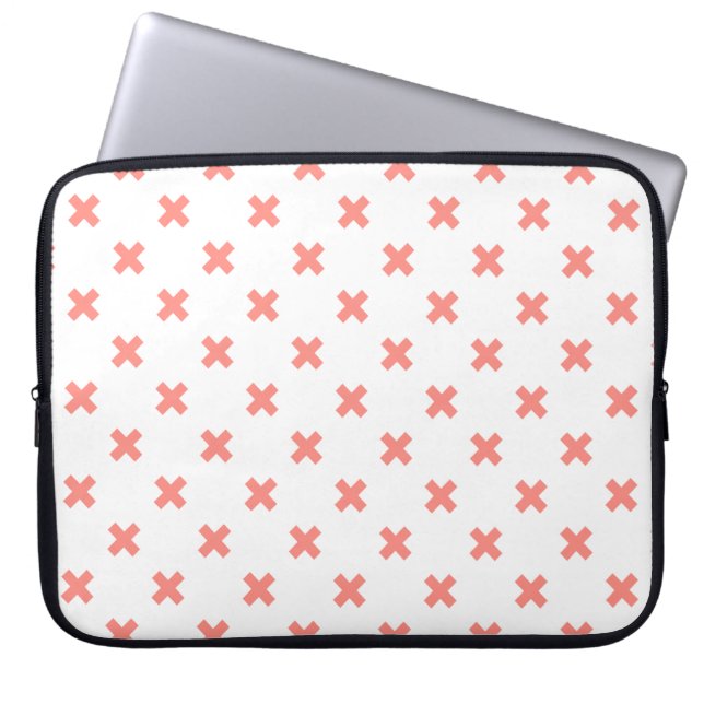Kruissteek op wit laptop sleeve (Voorkant)