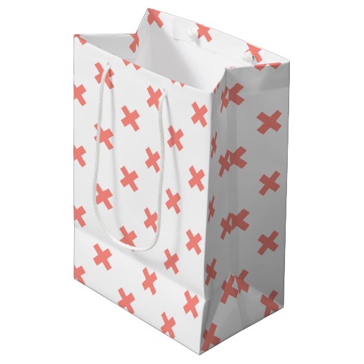 Kruissteek op wit medium cadeauzakje (Voorkant Gekanteld)