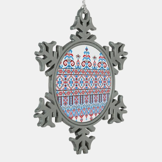 Kruissteek Tin Sneeuwvlok Ornament (Links)