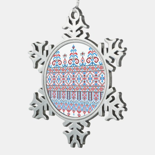 Kruissteek Tin Sneeuwvlok Ornament (Rechts)