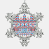 Kruissteek Tin Sneeuwvlok Ornament (Voorkant)