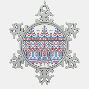 Kruissteek Tin Sneeuwvlok Ornament