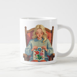 Kruissteek Vrouw Ontwerp- Ambacht Liefhebber Grote Koffiekop