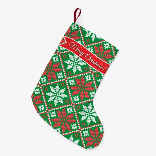 Kruissteek XMAS-ontwerp Kleine Kerstsok (Voorkant (Hangend))