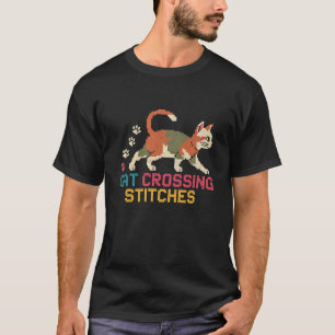 Kruissteekliefhebbers Kat Borduurwerk T-shirt