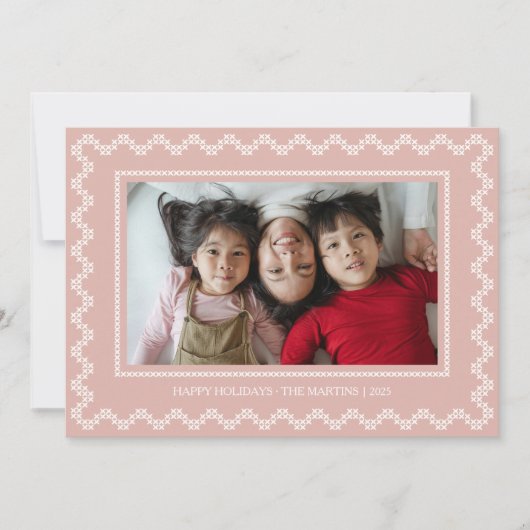 Kruissteeklijst vrolijke feestdagen kerstkaart (Voorkant)