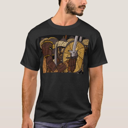 Kruisvaarders in de strijd. Middeleeuws. T-shirt (Voorkant)