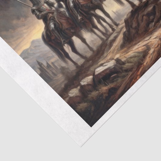 Kruisvaardersridders marcheren te paard tissuepapier (Detail)