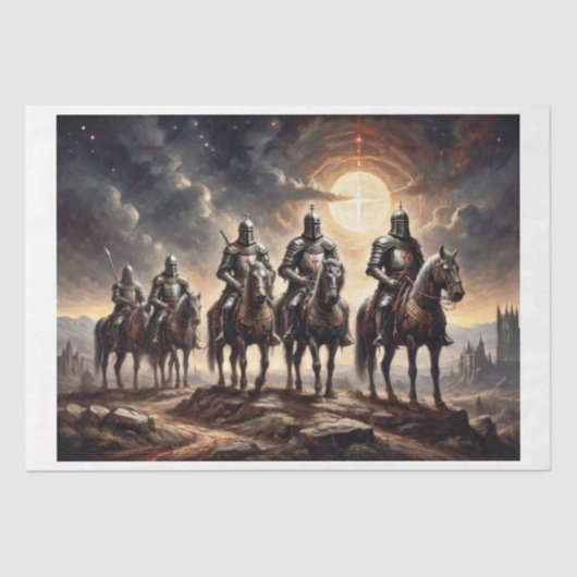 Kruisvaardersridders marcheren te paard tissuepapier (Voorkant)