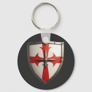 Kruisvaardersschild met een rood kruis sleutelhanger