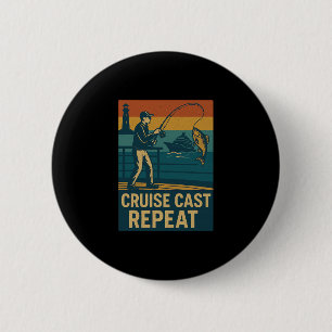 Kruisvaart Cast Herhaling Grappige Vissen Vakantie Ronde Button 5,7 Cm