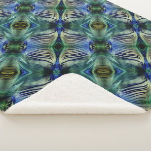 Kruisvormige strepen in showgroen en blauw sherpa deken